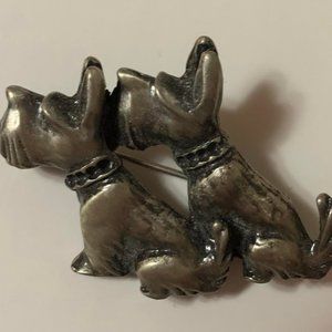 Two Dogs Sitting Down Brooch, Unbranded